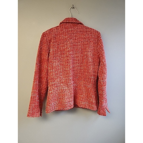 Coldwater Creek Women s Orange Tweed Textured Blazer‎ Jacket size 8 - Picture 5 of 9